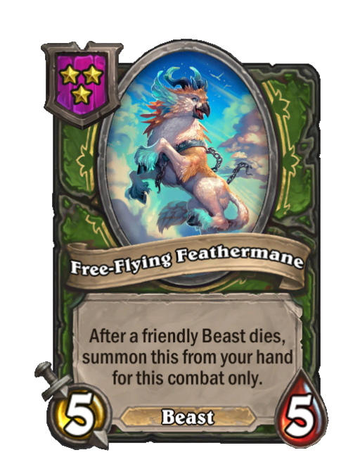 Free-Flying Feathermane — Tier 3 — Beast — Minion — 5/5 — Hearthstone Battlegrounds card