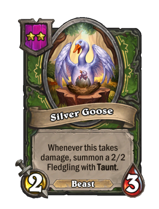 Silver Goose — Tier 2 — Beast — Minion — 2/3 — Hearthstone Battlegrounds card