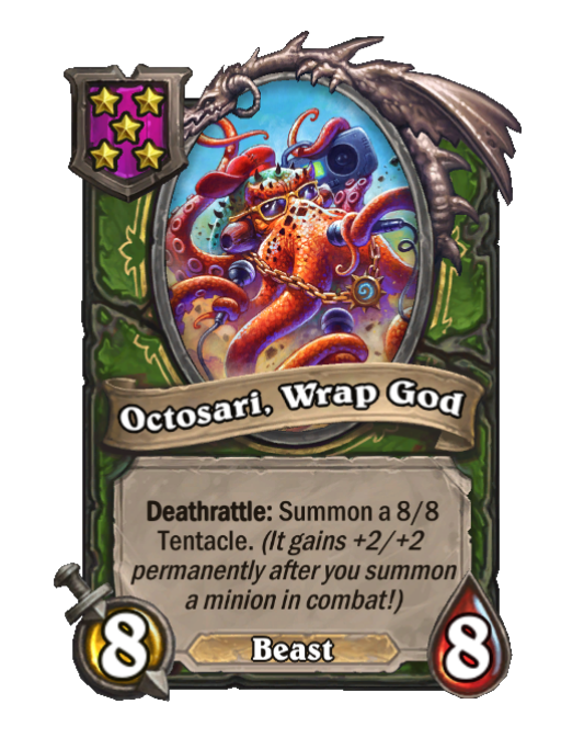 Octosari, Wrap God — Tier 5 — Beast — Minion — 8/8 — Deathrattle — Hearthstone Battlegrounds card