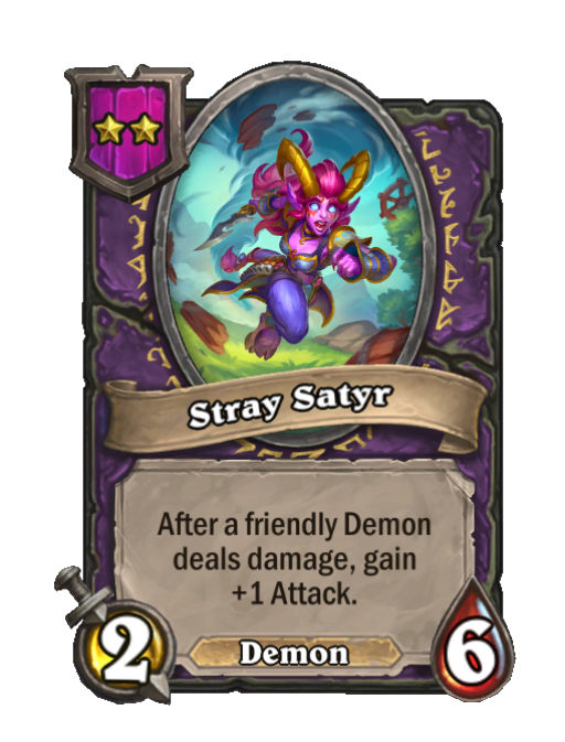 Stray Satyr — Tier 2 — Demon — Minion — 2/6 — Hearthstone Battlegrounds card