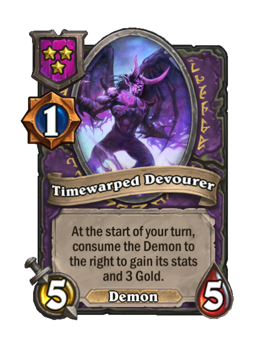 Timewarped Devourer — Tier 3 — Demon — Minion — 5/5 — Start of Turn — Hearthstone Battlegrounds card