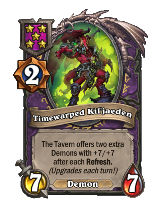 Timewarped Kil'jaeden — Tier 5 — Demon — Minion — 7/7 — Hearthstone Battlegrounds card