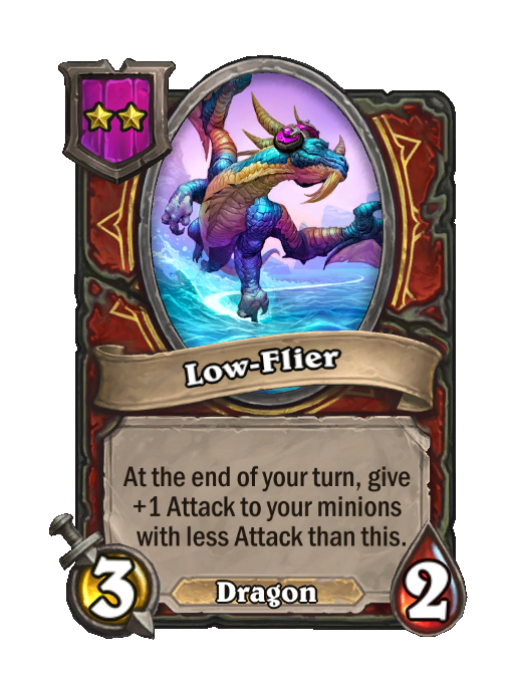 Low-Flier — Tier 2 — Dragon — Minion — 3/2 — End of Turn — Hearthstone Battlegrounds card