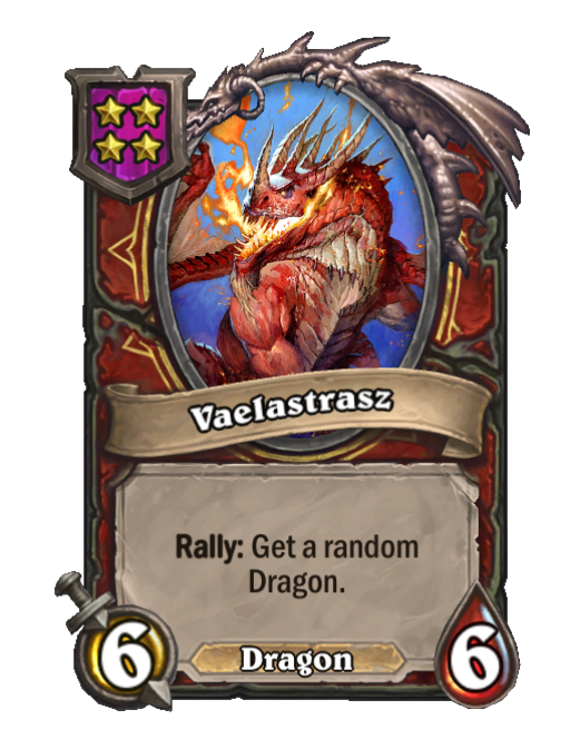 Vaelastrasz — Tier 4 — Dragon — Minion — 6/6 — Rally — Hearthstone Battlegrounds card