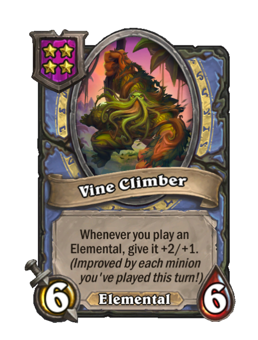 Vine Climber — Tier 4 — Elemental — Minion — 6/6 — Hearthstone Battlegrounds card