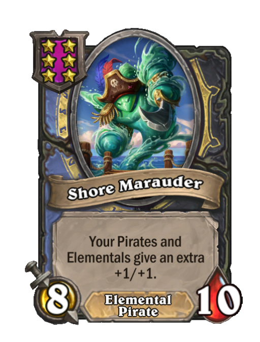 Shore Marauder — Tier 6 — Elemental/Pirate — Minion — 8/10 — Aura — Hearthstone Battlegrounds card
