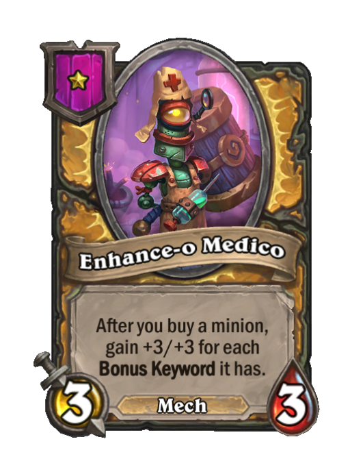 Enhance-o Medico — Tier 1 — Mech — Minion — 3/3 — Hearthstone Battlegrounds card