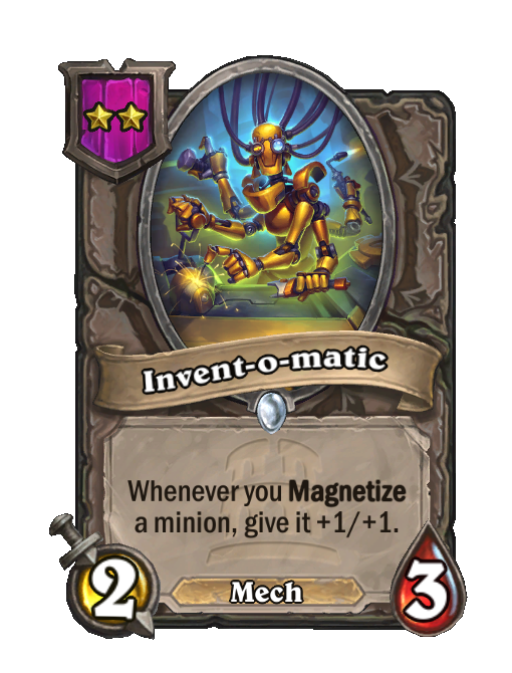 Invent-o-matic — Tier 2 — Mech — Minion — 2/3 — Hearthstone Battlegrounds card