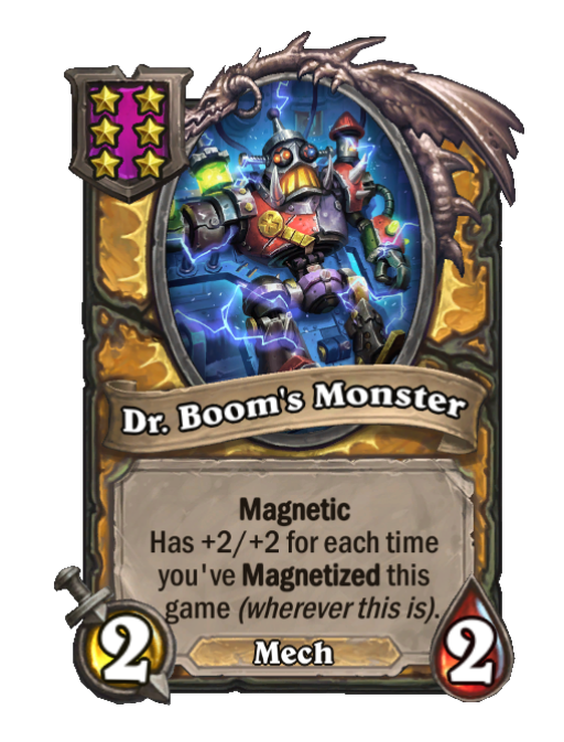 Dr. Boom's Monster — Tier 6 — Mech — Minion — 2/2 — Aura, Magnetic — Hearthstone Battlegrounds card
