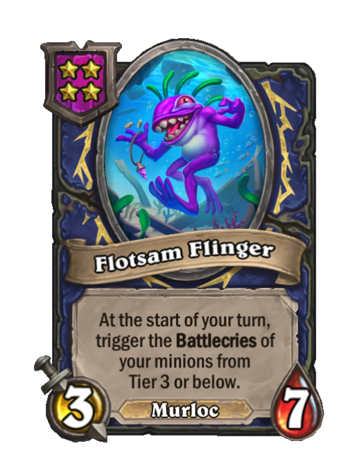 Flotsam Flinger — Tier 4 — Murloc — Minion — 3/7 — Start of Turn — Hearthstone Battlegrounds card