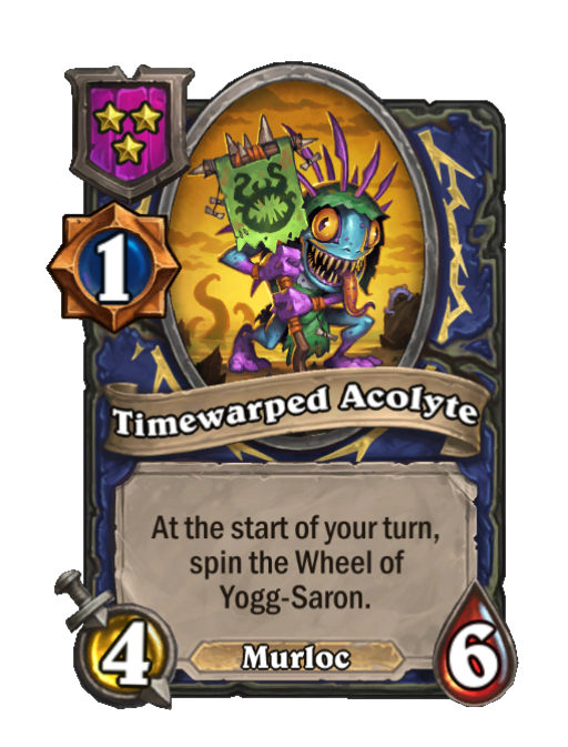Timewarped Acolyte — Tier 3 — Murloc — Minion — 4/6 — Start of Turn — Hearthstone Battlegrounds card