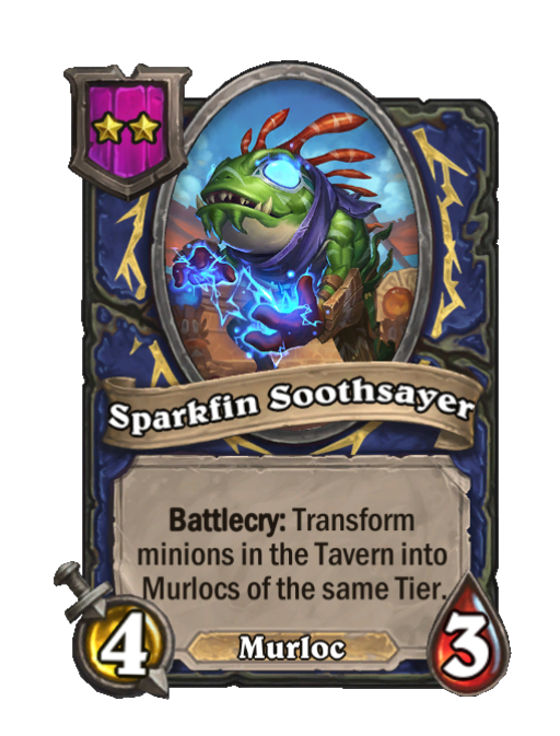 Sparkfin Soothsayer — Tier 2 — Murloc — Minion — 4/3 — Battlecry — Hearthstone Battlegrounds card