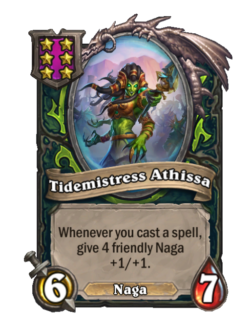 Tidemistress Athissa — Tier 6 — Naga — Minion — 6/7 — Hearthstone Battlegrounds card
