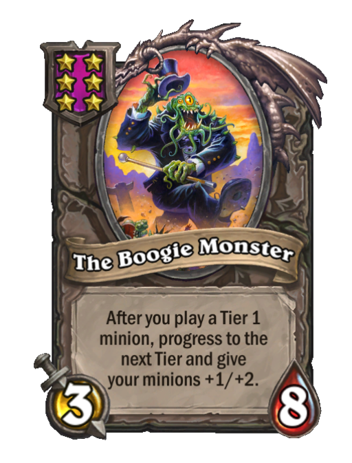 The Boogie Monster — Tier 6 — Minion — 3/8 — Hearthstone Battlegrounds card