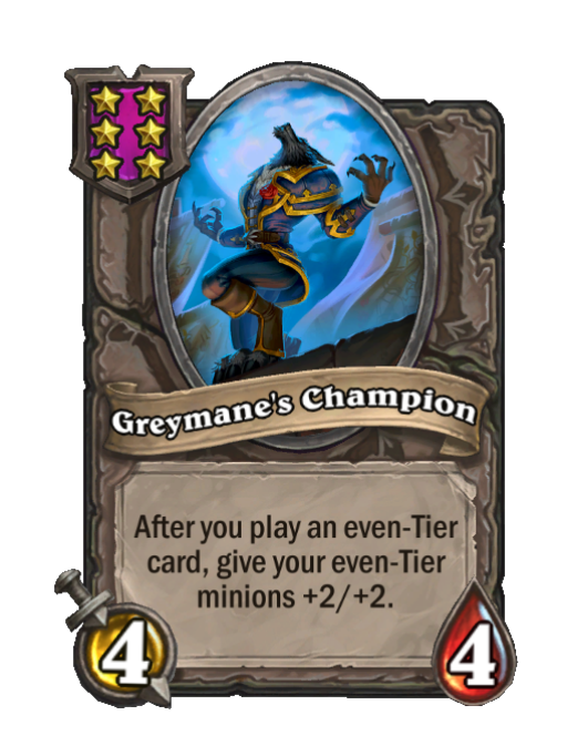 Greymane's Champion — Tier 6 — Minion — 4/4 — Hearthstone Battlegrounds card