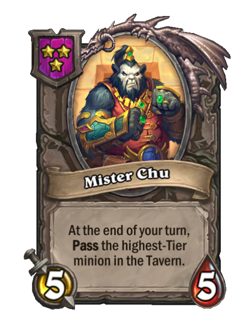 Mister Chu — Tier 3 — Minion — 5/5 — End of Turn, Pass — Hearthstone Battlegrounds card