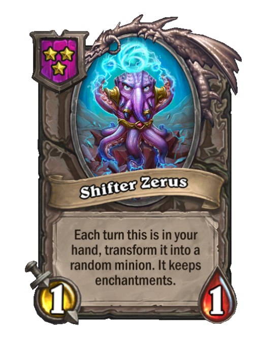 Shifter Zerus — Tier 3 — Minion — 1/1 — Hearthstone Battlegrounds card