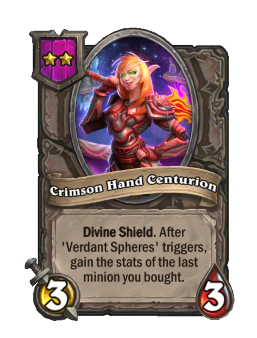 Crimson Hand Centurion — Tier 2 — Minion — 3/3 — Divine Shield — Hearthstone Battlegrounds card