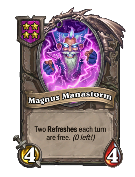 Magnus Manastorm — Tier 4 — Minion — 4/4 — Hearthstone Battlegrounds card