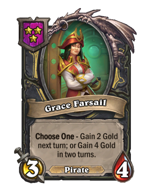 Grace Farsail — Tier 3 — Pirate — Minion — 3/4 — Choose One — Hearthstone Battlegrounds card