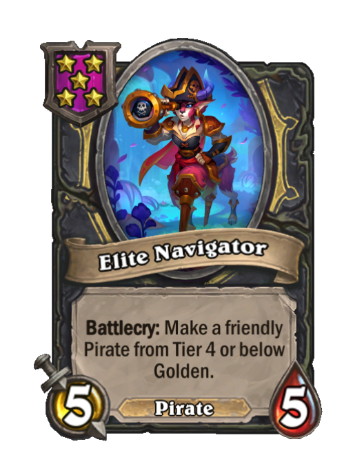 Elite Navigator — Tier 5 — Pirate — Minion — 5/5 — Battlecry — Hearthstone Battlegrounds card