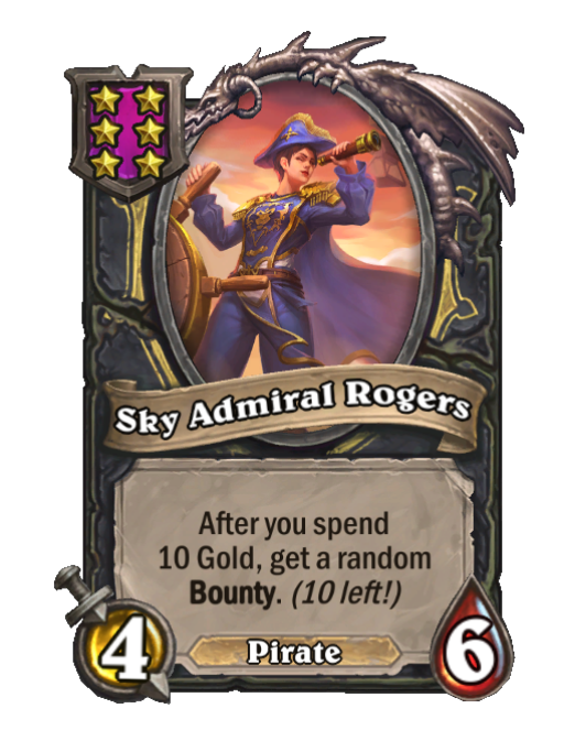 Sky Admiral Rogers — Tier 6 — Pirate — Minion — 4/6 — Hearthstone Battlegrounds card