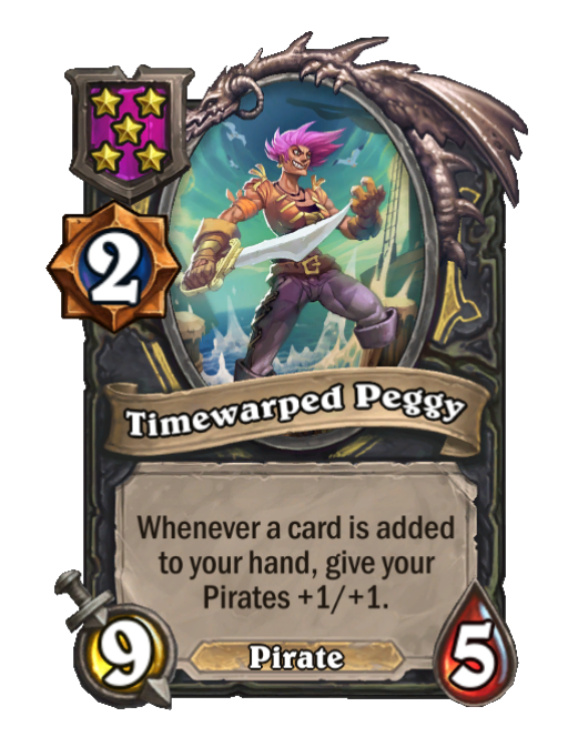 Timewarped Peggy — Tier 5 — Pirate — Minion — 9/5 — Hearthstone Battlegrounds card