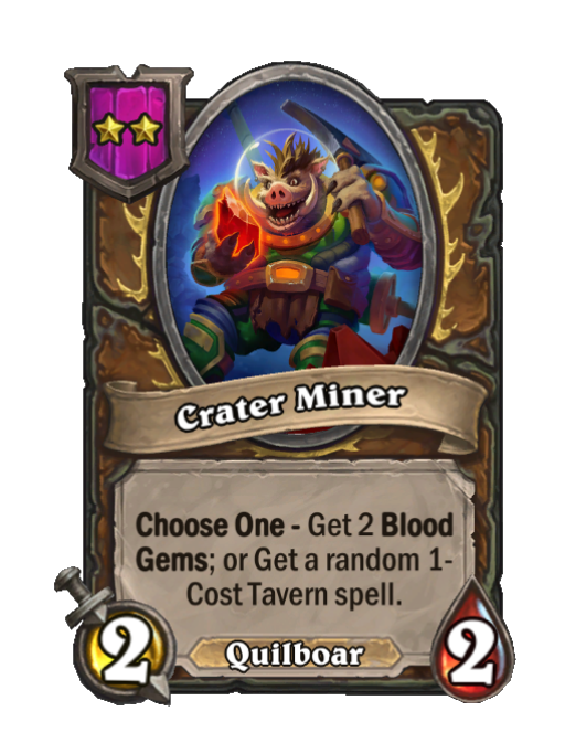 Crater Miner — Tier 2 — Quilboar — Minion — 2/2 — Choose One — Hearthstone Battlegrounds card