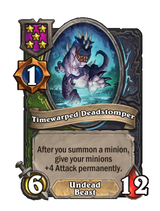 Timewarped Deadstomper — Tier 5 — Undead/Beast — Minion — 6/12 — Hearthstone Battlegrounds card