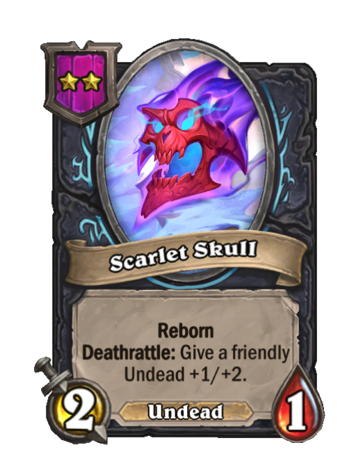Scarlet Skull — Tier 2 — Undead — Minion — 2/1 — Deathrattle, Reborn — Hearthstone Battlegrounds card