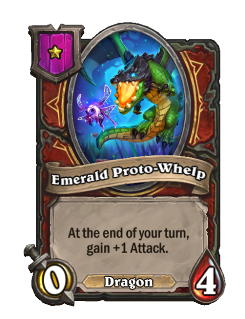 Emerald Proto-Whelp — Tier 1 — Dragon — Minion — 0/4 — Hearthstone Battlegrounds card