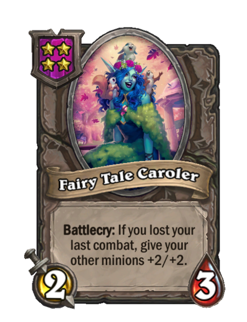 Fairy Tale Caroler — Tier 4 — Minion — 2/3 — Battlecry — Hearthstone Battlegrounds card