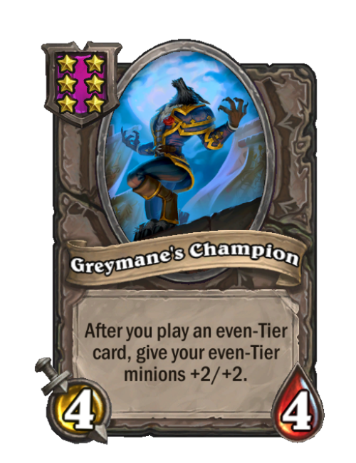 Greymane's Champion — Tier 6 — Minion — 4/4 — Hearthstone Battlegrounds card