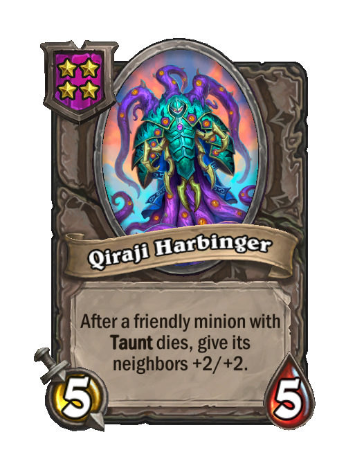 Qiraji Harbinger — Tier 4 — Minion — 5/5 — Hearthstone Battlegrounds card