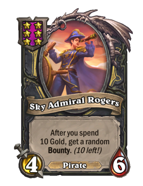 Sky Admiral Rogers — Tier 6 — Pirate — Minion — 4/6 — Hearthstone Battlegrounds card