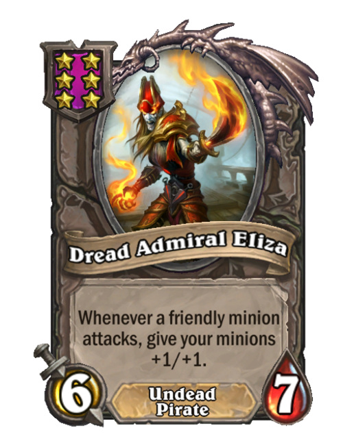 Dread Admiral Eliza — Tier 6 — Pirate/Undead — Minion — 6/7 — Hearthstone Battlegrounds card
